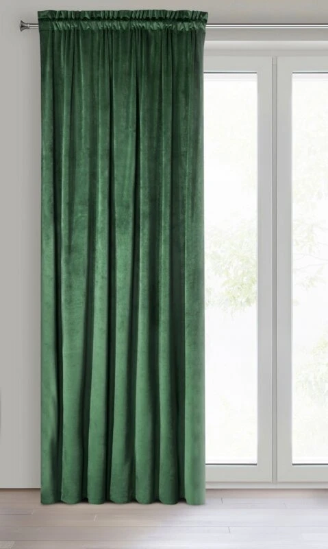 ZASŁONA GOTOWA D91 ROSA NA TAŚMIE 140 X 270 CM CIEMNOZIELO