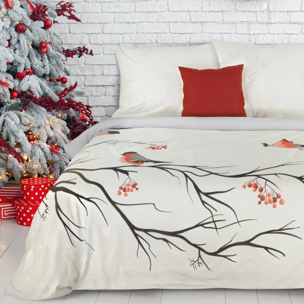 KOMPLET POŚCIELI ŚWIATECZNEJ BERRY 220 X 200 CM BIAŁY